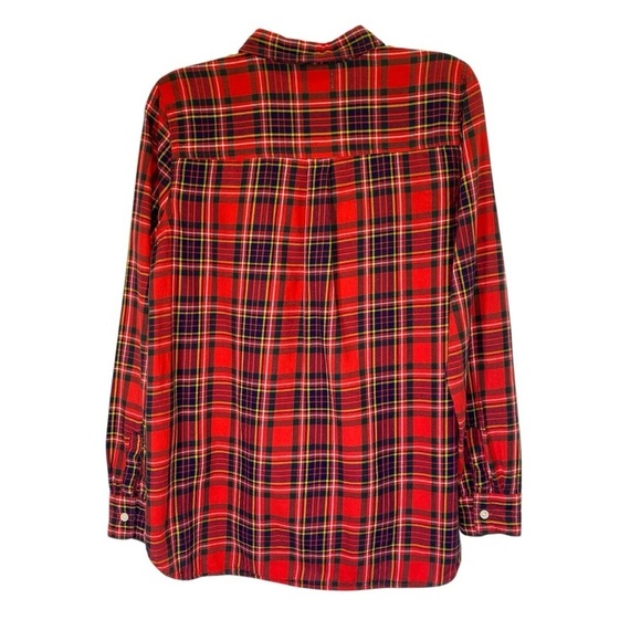 OLD NAVY Women's size M Classic Red Plaid Flannel Button Down Shirt, Long Sleeve - Picture 4 of 6